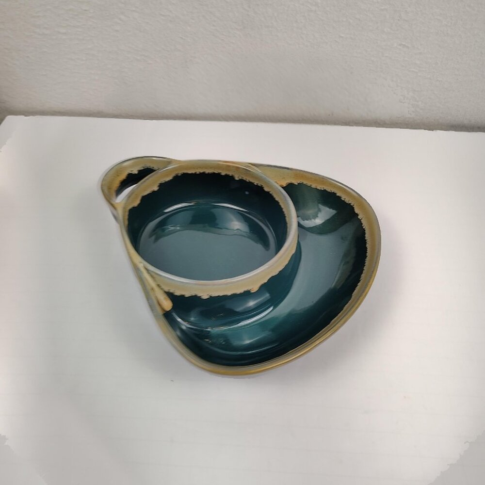 LTD Commodities Ceramic Divided Serving Bowl Chip and Dip Modern Stoneware